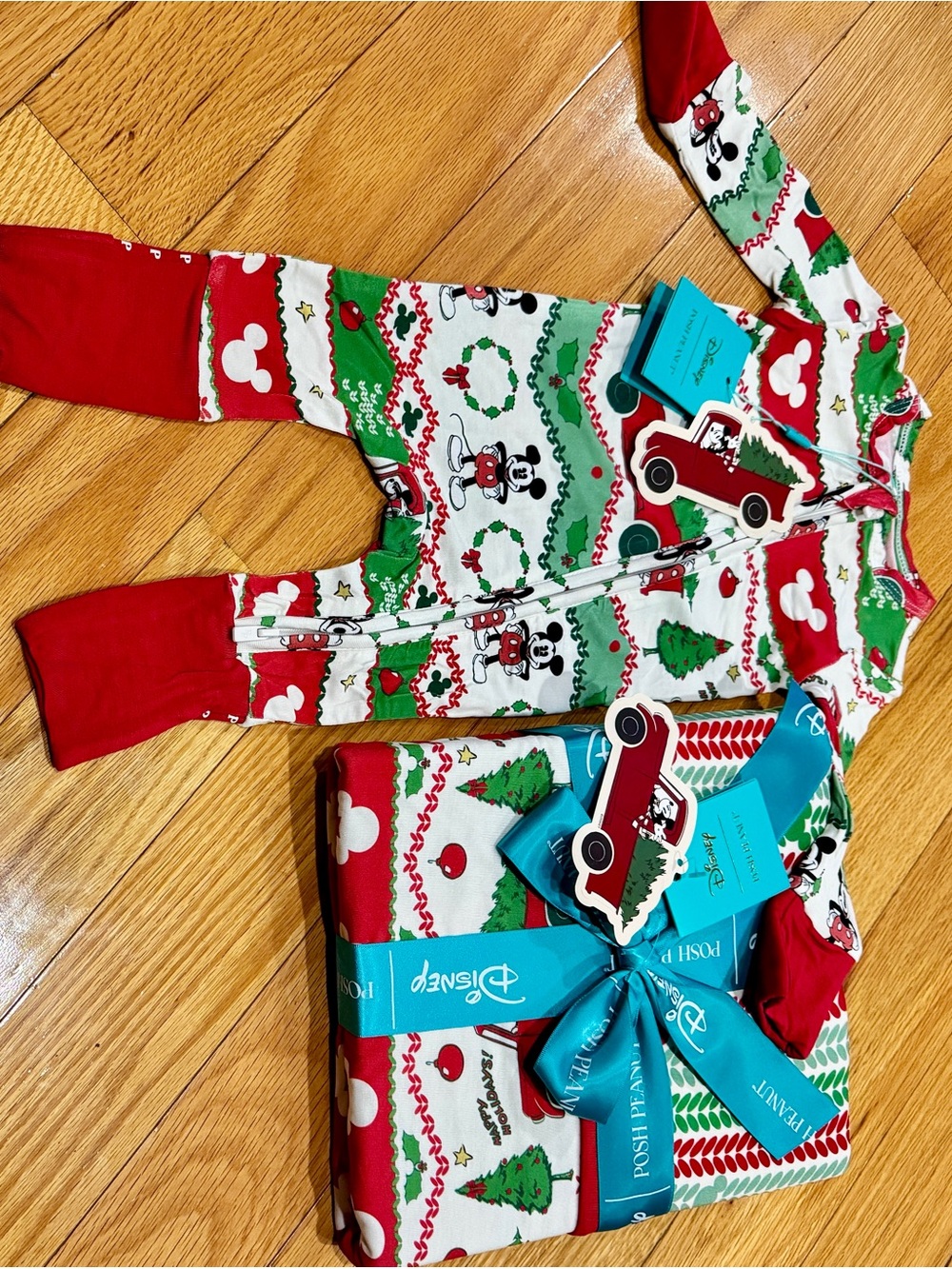 Posh Peanut Disney Mickey Fair Isle Patoo Blanket & Convertible New-Born PJ Set